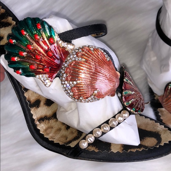 Roberto Cavalli Sea Shell Pearl Crystal Shoes 38 8 - Picture 3 of 8